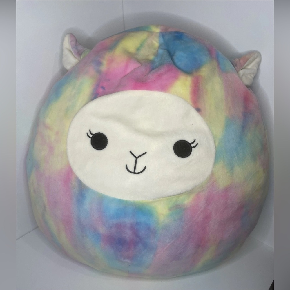 Squishmallow Kellytoy Leslie 16" Rainbow TieDye Lamb Plush Easter Edition